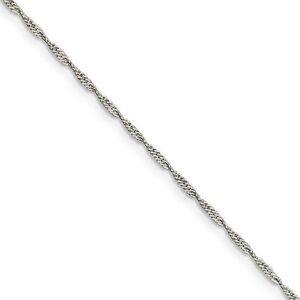 1.4mm Sterling Silver, Solid Singapore Chain Necklace, 16 Inch